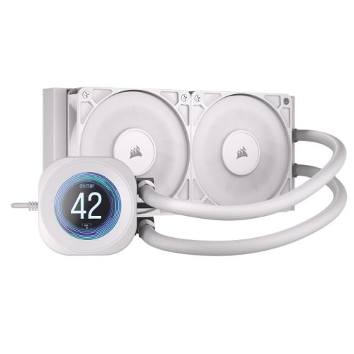Corsair NAUTILUS 240 RS LCD Liquid CPU Cooler, Personalised LCD Screen, RS120 Magnetic Dome Fans, Daisy-Chain Connections, White Corsair NAUTILUS 240 RS LCD Liquid CPU Cooler, Personalised LCD Screen, RS120 Magnetic Dome Fans, Daisy-Chain Connections, White